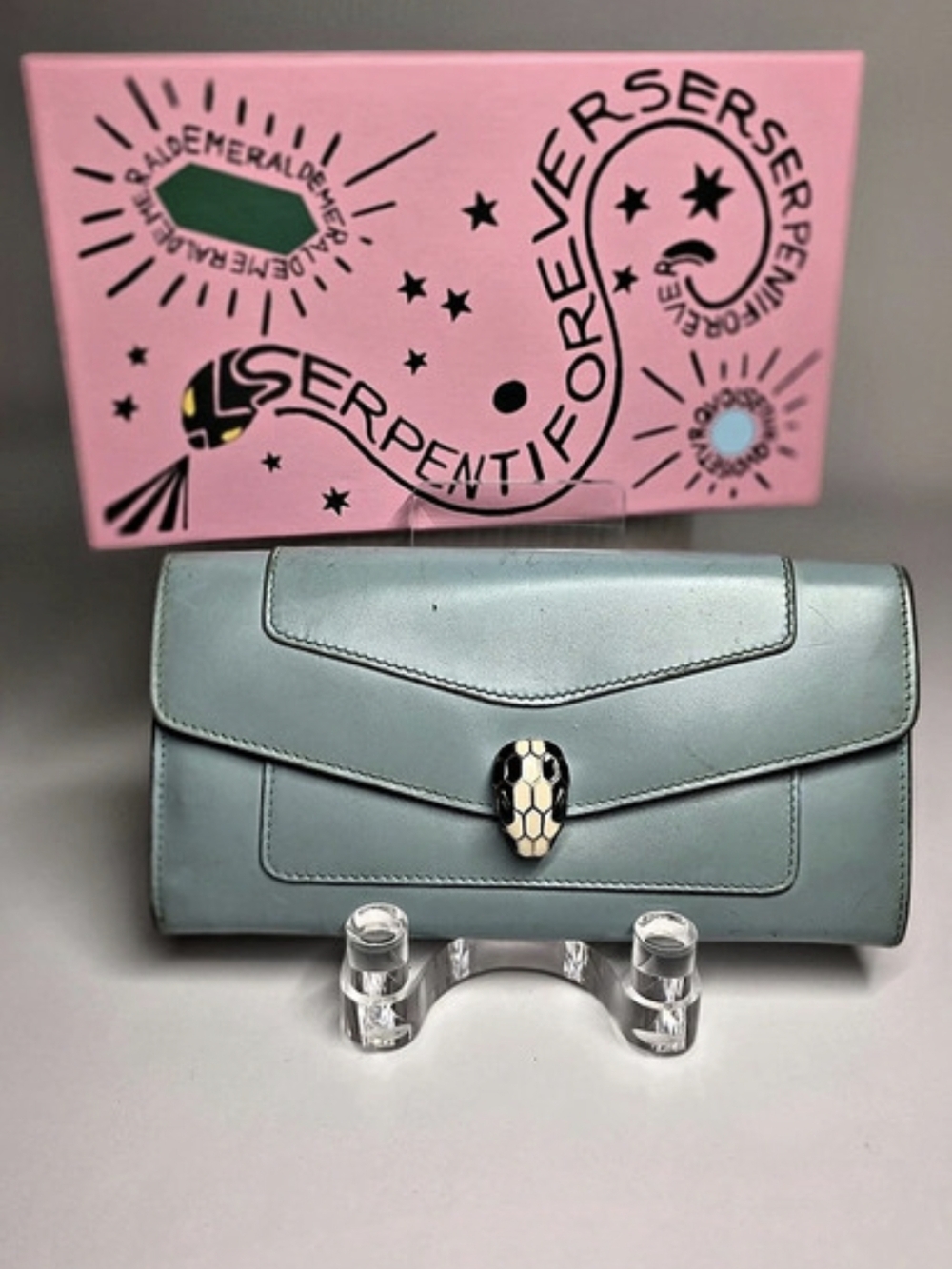 Bvlgari Serpenti Forever Long Wallet Baby Blue
